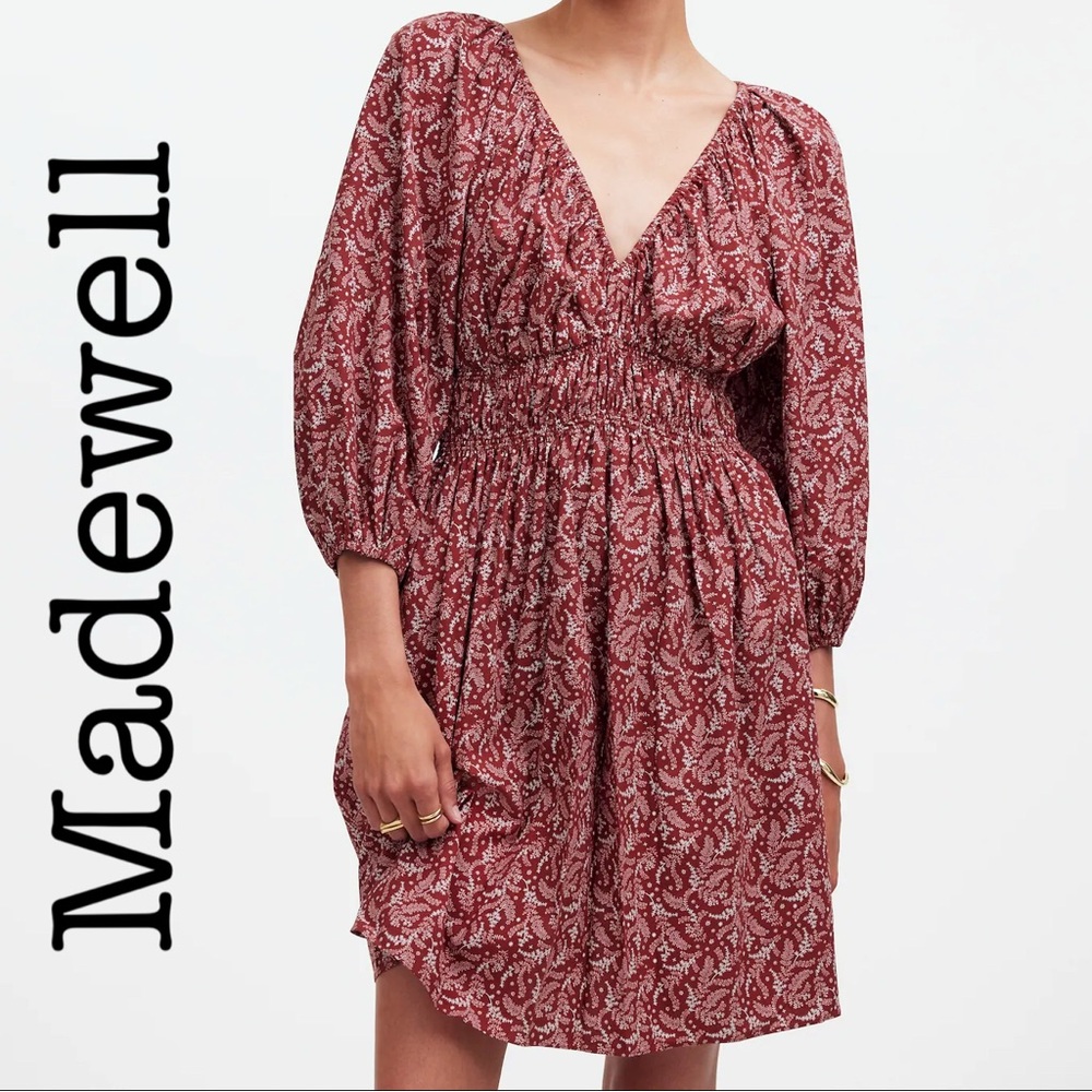 New Madewell Paisley Floral Smocked Mini Sundress Size 6